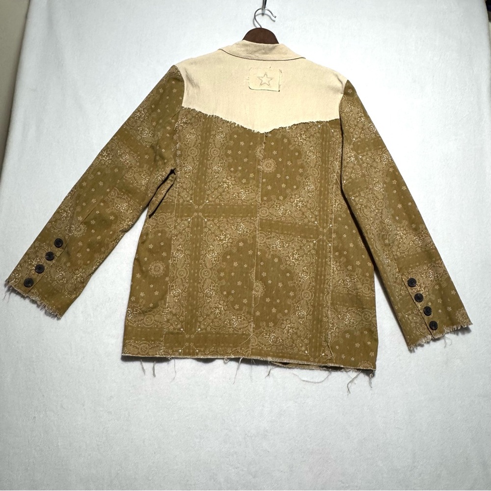POL Olive Green Paisley Mixed Media Western Blazer Jacket Women’s Size L - Picture 11 of 15